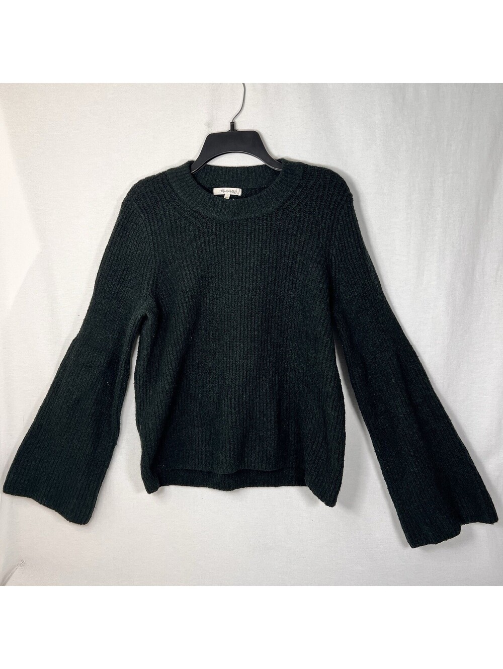Madewell Ribbed Bell Sleeve Merino Wool Green Sweater Women's Size Small